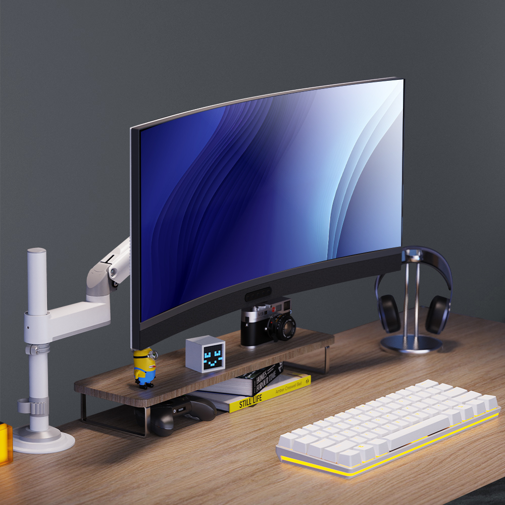 노스바유 NB H100 화이트 싱글 폴 모니터암 거치대