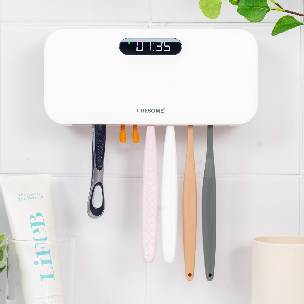 크리썸 가정용 유선 UV-C LED 히팅 건조기 소독기 칫솔살균기