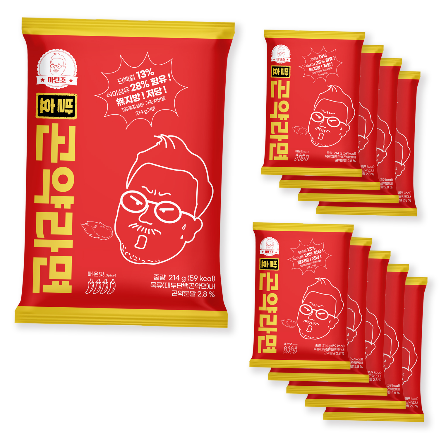 마틴조 59kcal 발효곤약라면 매운맛 214g, 10개 - 상품 이미지