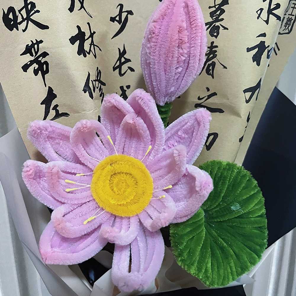 모루 꽃다발 연꽃 키트 만들기 패키지 철사 재료 화분 꽃병 튤립 송이 선물 DIY 만들기 공예 조화 가짜 꽃 - 상세 이미지 5