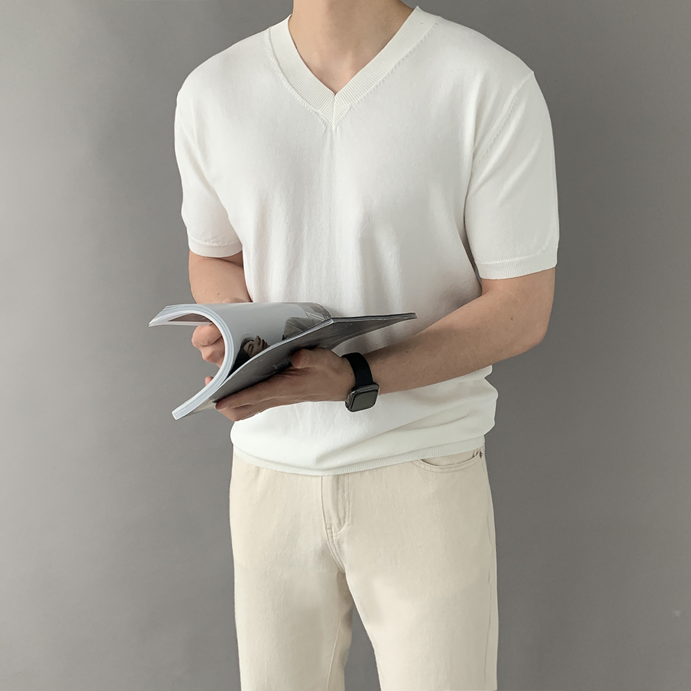 남성여름니트 머슬핏반팔니트 - 상세 이미지 5