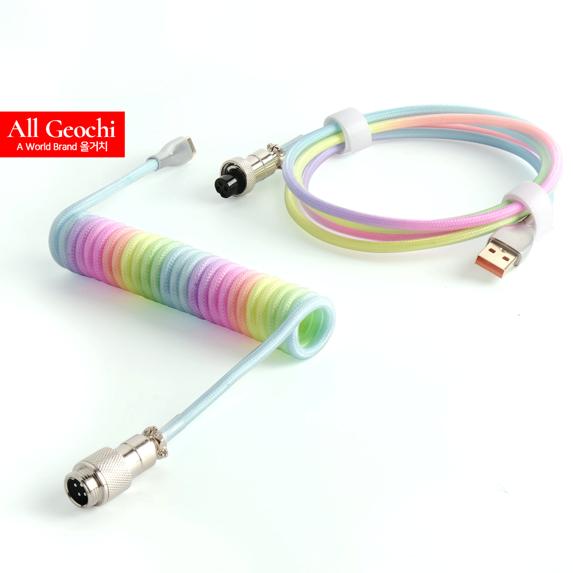 키보드 항공케이블 눈꽃케이블 키보드선 코일 C타입 USB 연결 스카이블루 3.0m - 상세 이미지 3