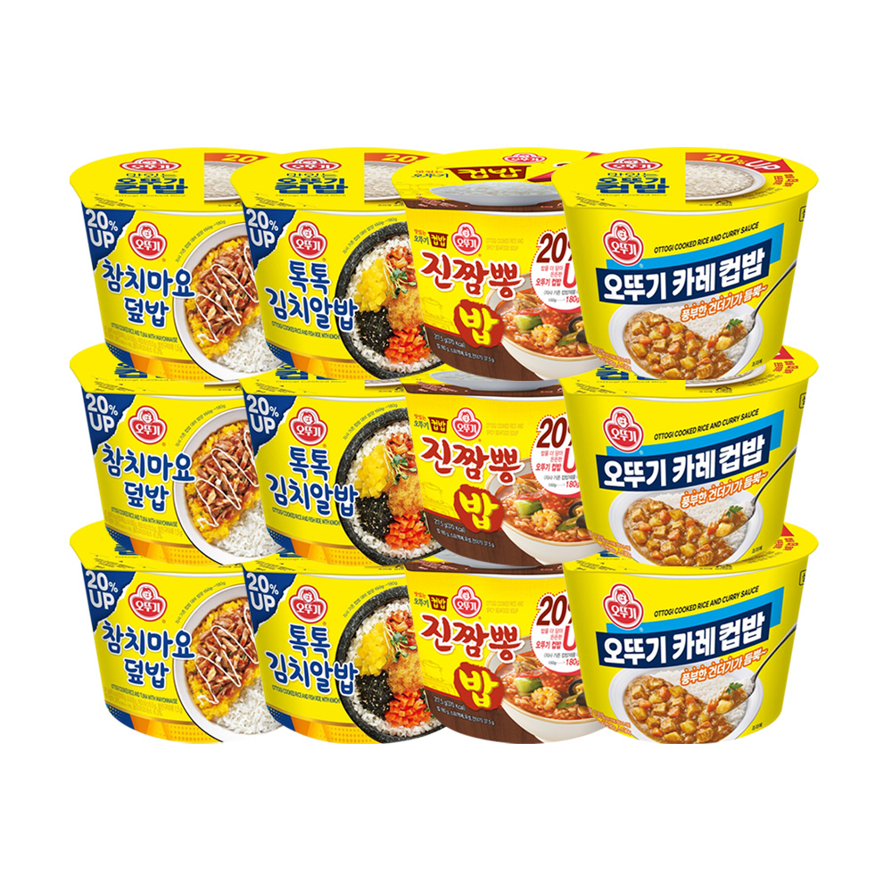 오뚜기 컵밥 참치마요덮밥 + 톡톡김치알밥 + 진짬뽕밥 + 카레 각 3개 총 12개