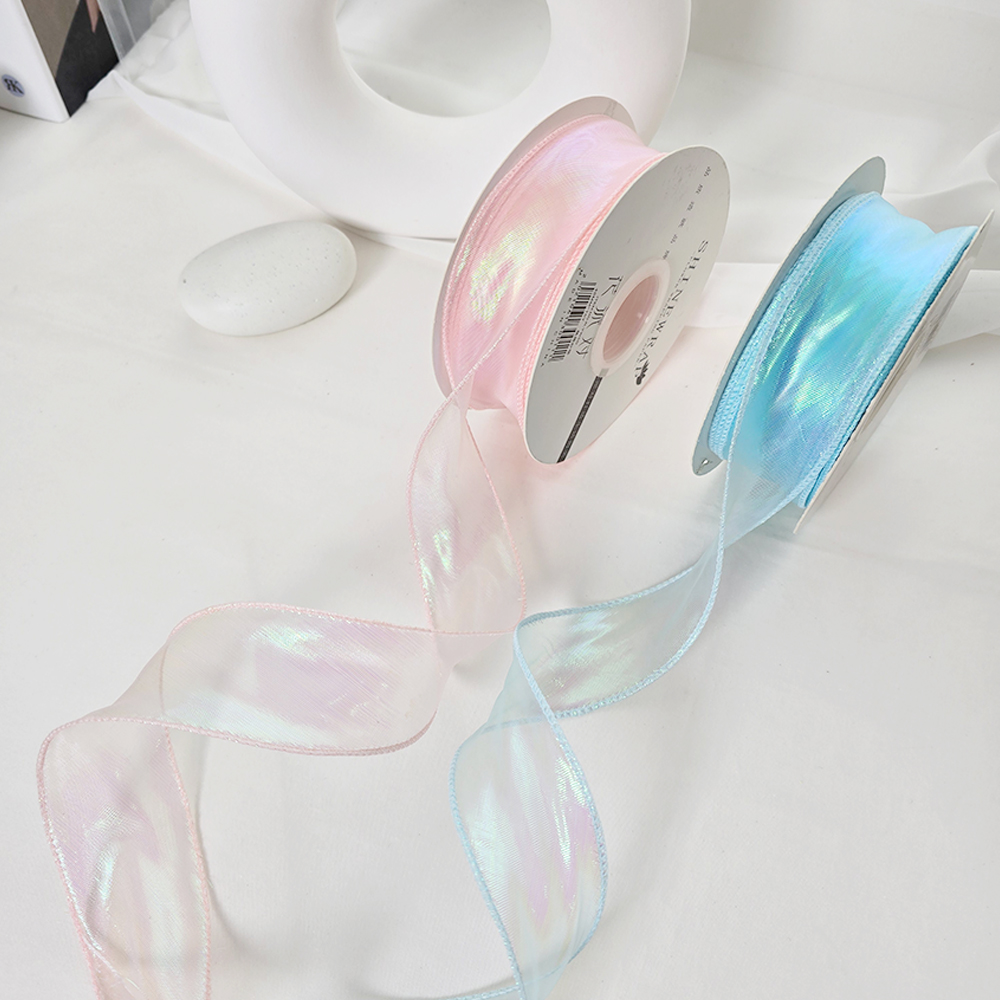 쉬폰 오간디 리본 끈 청첩장 꽃 선물 포장 끈 테이프 40mm - 상품 이미지