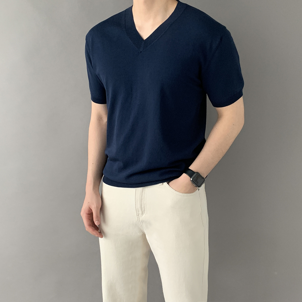 남성여름니트 머슬핏반팔니트 이미지 8