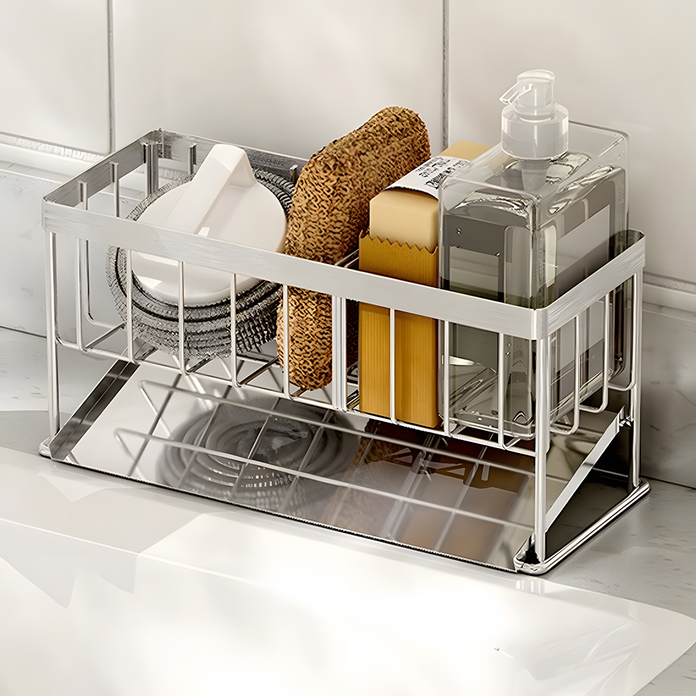 스텐 물흐름 수세미거치대 정리대V형 싱크대 행주걸이 주방세제 설거지통 싱크캐디