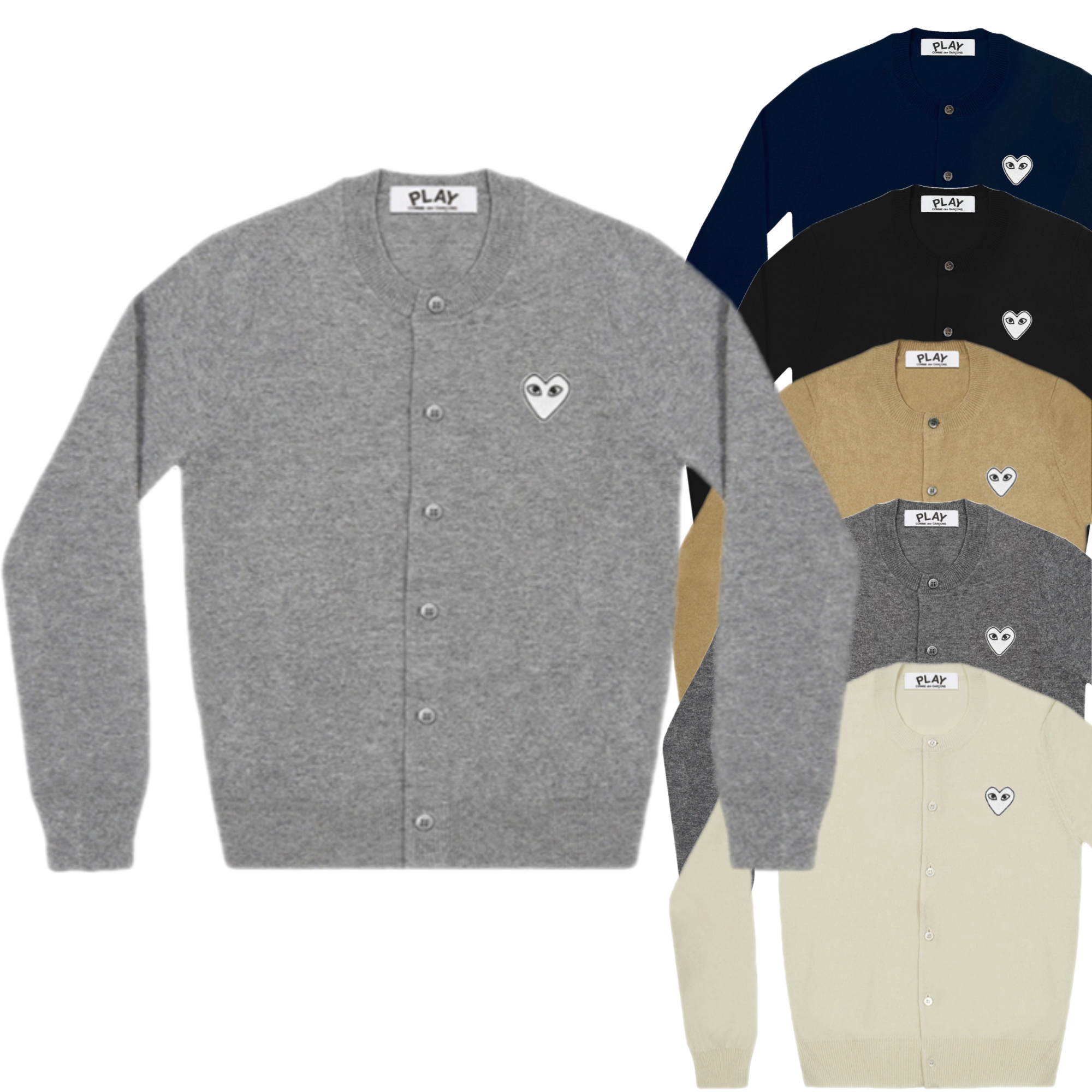 꼼데가르송 가디건 화이트와펜 남여공용 제품 이미지