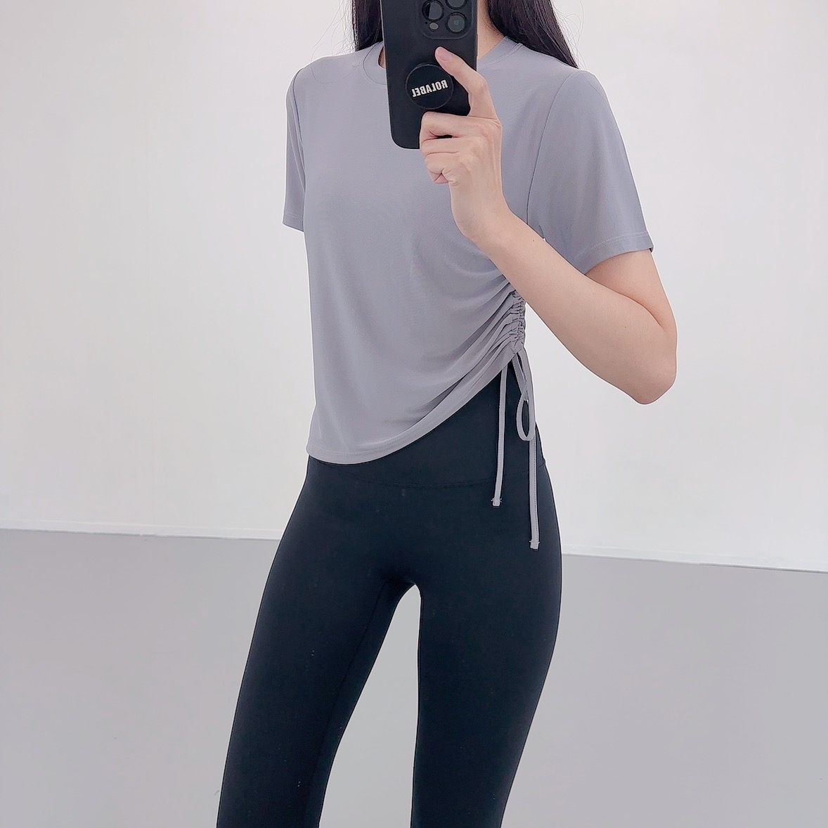 로라벨 고잉 필라테스복 여성 요가복 필라테스 요가 상의 티셔츠 운동복 커버업 크롭 반팔 - 상세 이미지 4