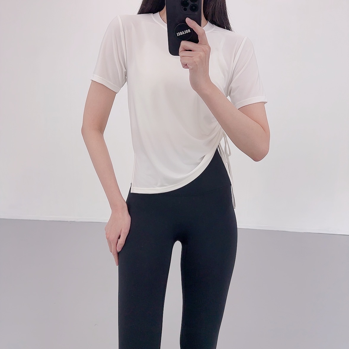로라벨 고잉 필라테스복 여성 요가복 필라테스 요가 상의 티셔츠 운동복 커버업 크롭 반팔 - 상세 이미지 5