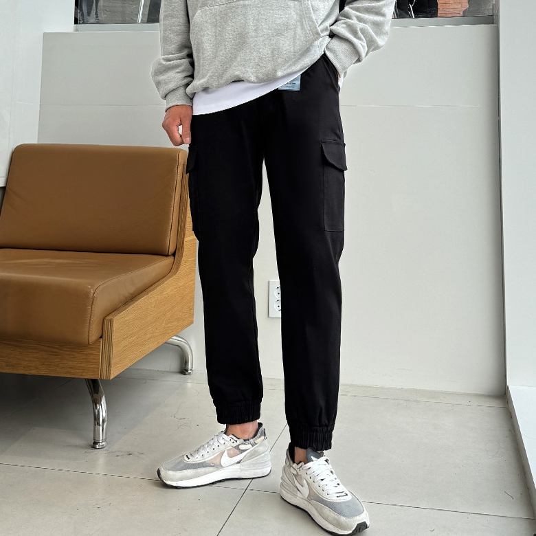 남자 머호 봄 가을 면 스판 밴딩 카고 조거 팬츠 5컬러 - 상세 이미지 4