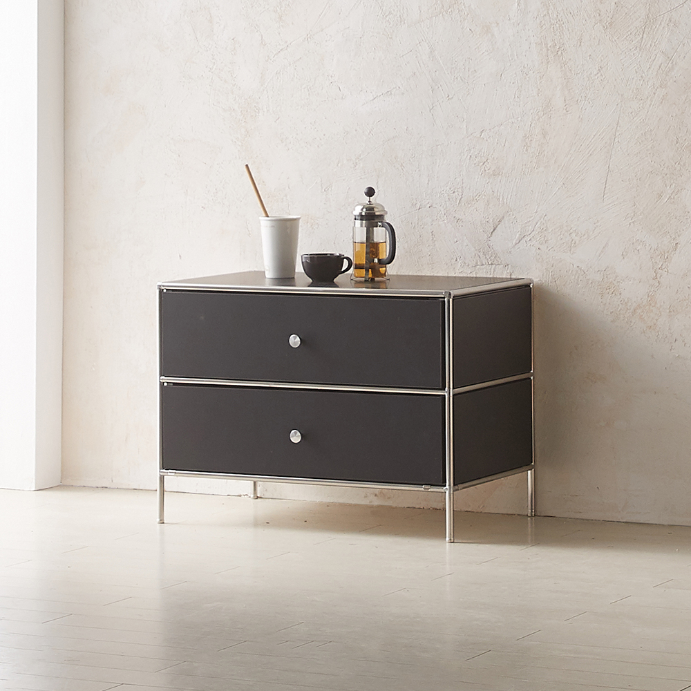 이노센트 스틸라 미드센츄리 675 낮은 모듈 거실장 서랍형 104175, 블랙