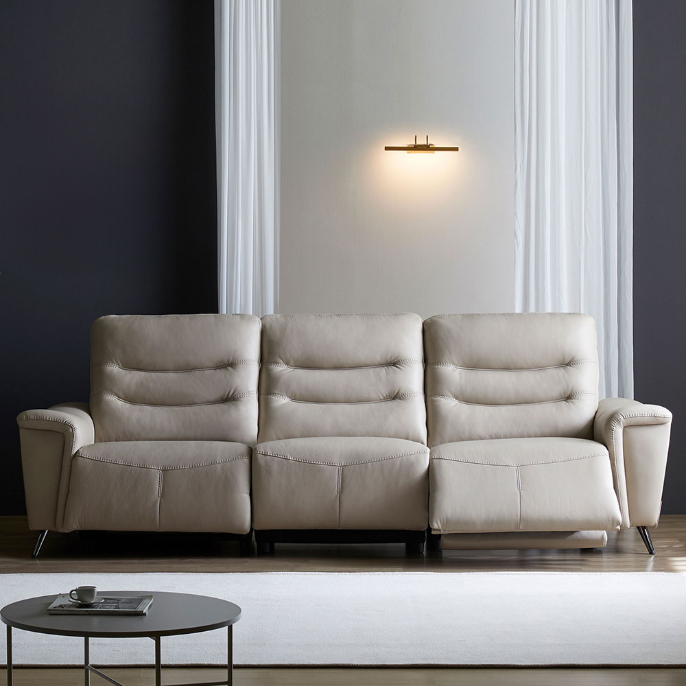 스코나 올랜더 이태리 천연 통가죽 전동 헤드 4인 리클라이너 소파