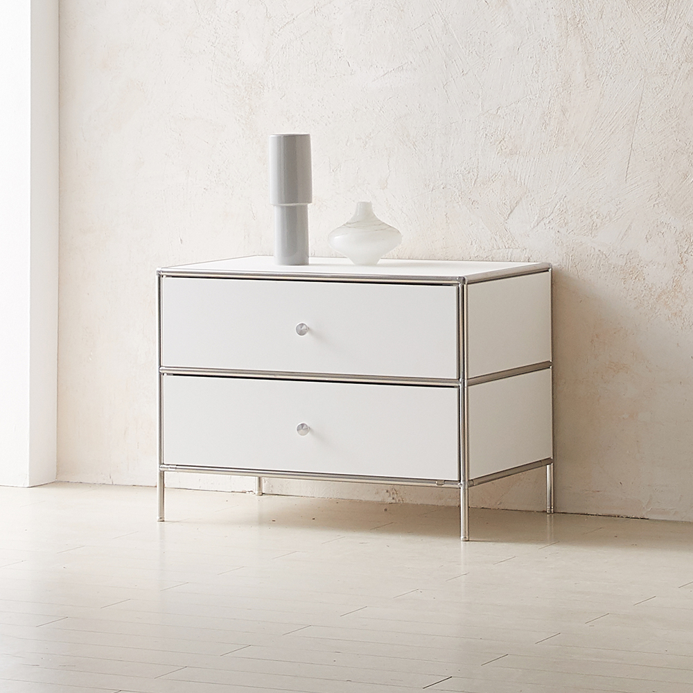 이노센트 스틸라 미드센츄리 675 낮은 모듈 거실장 서랍형 104175, 화이트