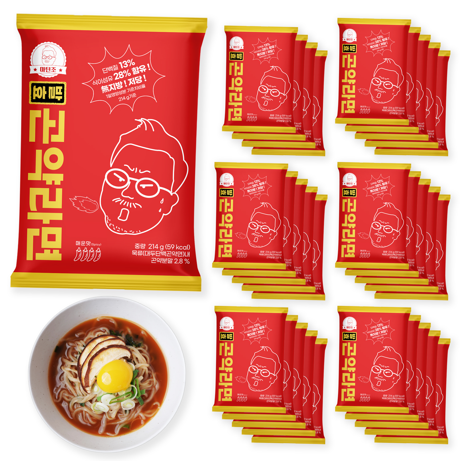 마틴조 59kcal 발효곤약라면 매운맛 214g, 30개 - 상품 이미지