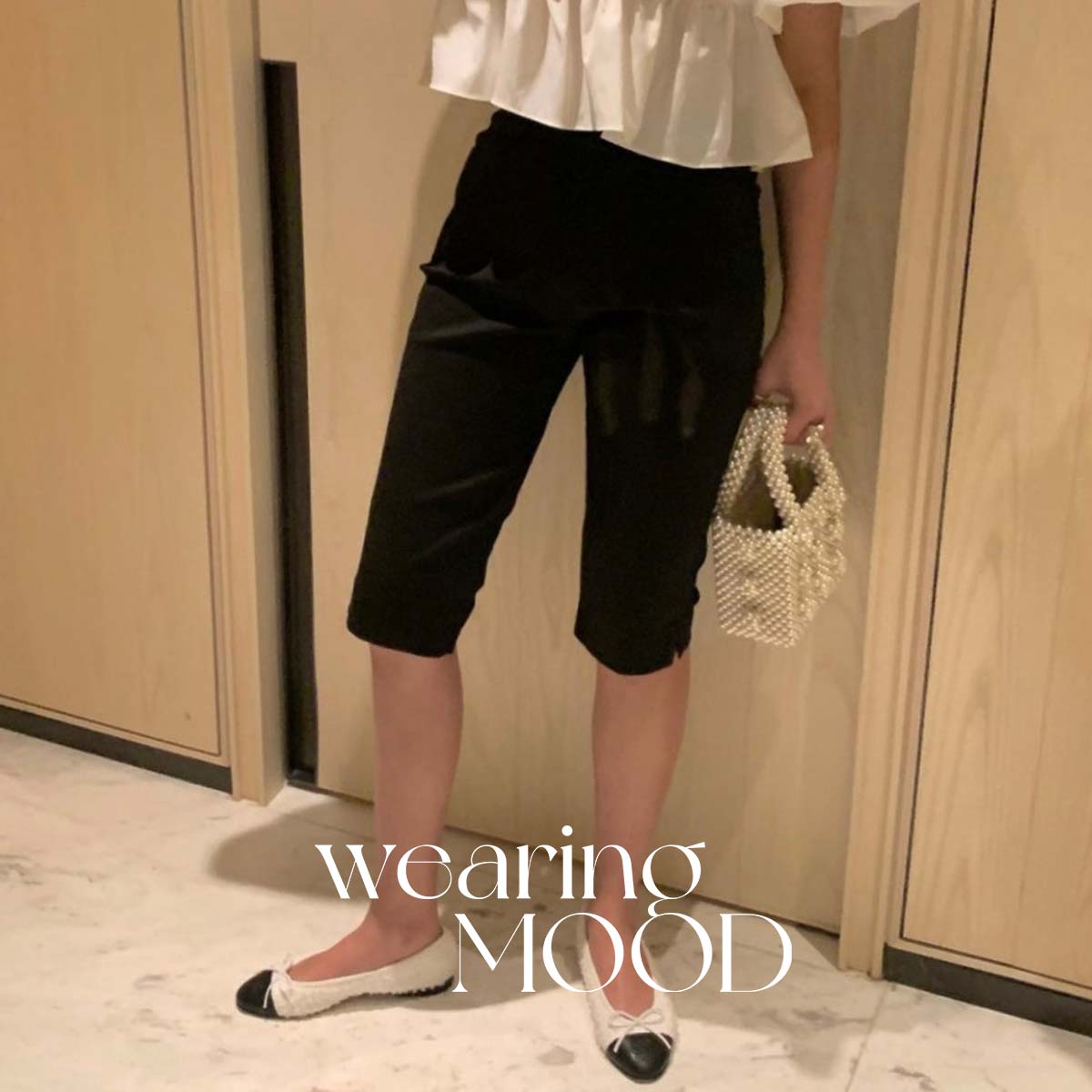 [S당일] poster 포스터 스판 바이커 팬츠 버뮤다 5부 6부 카프리 슬릿 반바지 (블랙)