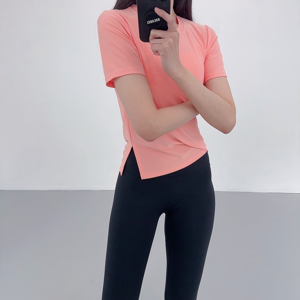 로라벨 고잉 필라테스복 여성 요가복 필라테스 요가 상의 티셔츠 운동복 커버업 크롭 반팔 - 상세 이미지 3