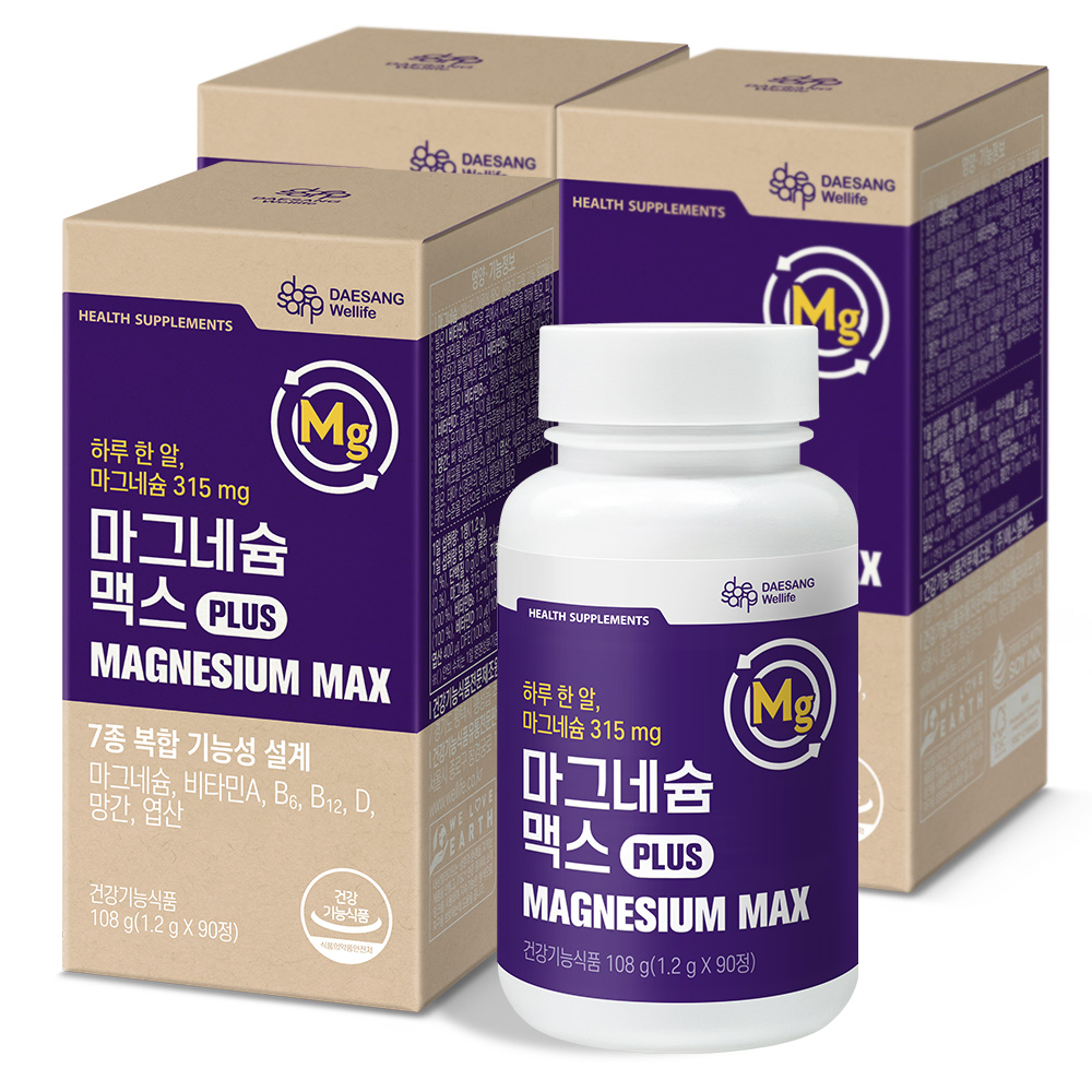 웰라이프 마그네슘 맥스 1.2g 90정, 3개 - 상품 이미지