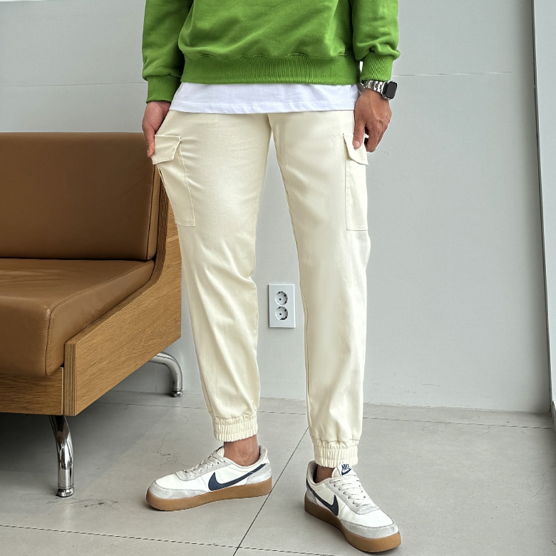남자 머호 봄 가을 면 스판 밴딩 카고 조거 팬츠 5컬러 - 상세 이미지 5