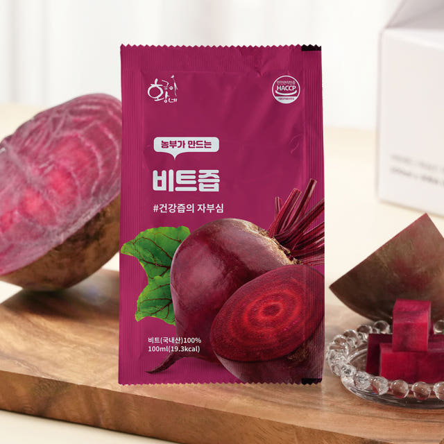 물없이 통째로 갈아만든 착즙 비트즙 100ml 30포 진액 엑기스