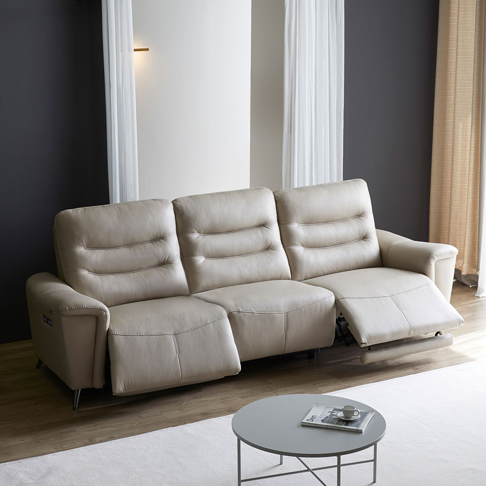 스코나 올랜더 이태리 천연 통가죽 전동 헤드 4인 리클라이너 소파