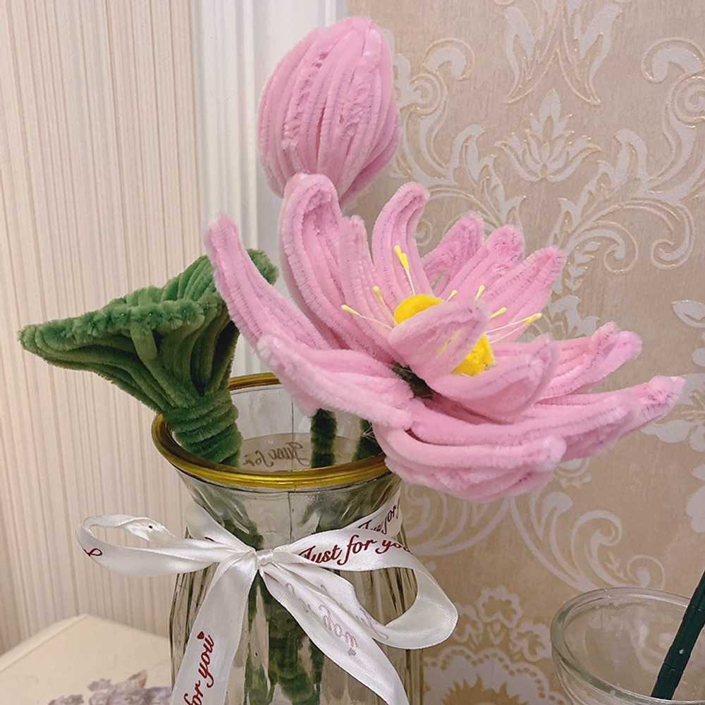 모루 꽃다발 연꽃 키트 만들기 패키지 철사 재료 화분 꽃병 튤립 송이 선물 DIY 만들기 공예 조화 가짜 꽃 - 상세 이미지 3