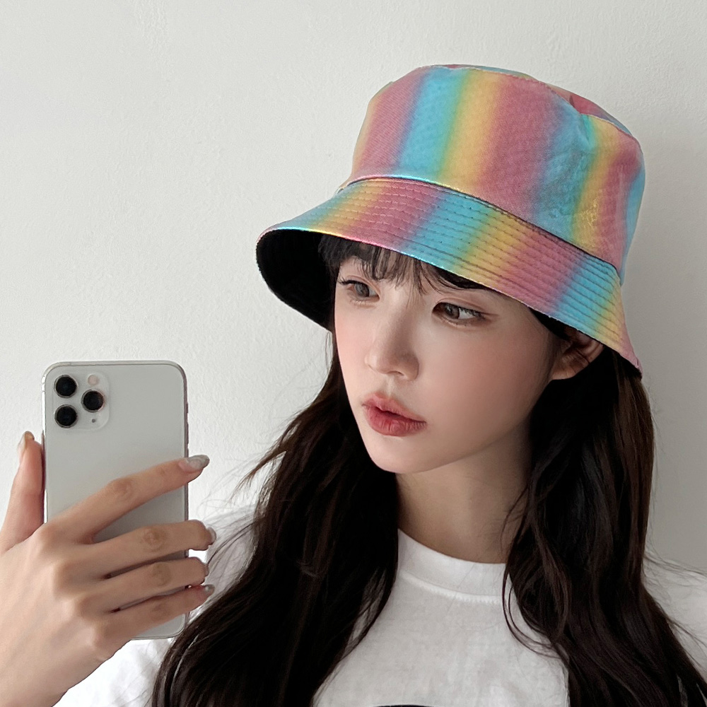 메탈릭 리버시블 양면벙거지 버킷햇 홀로그램 모자 - 상세 이미지 2