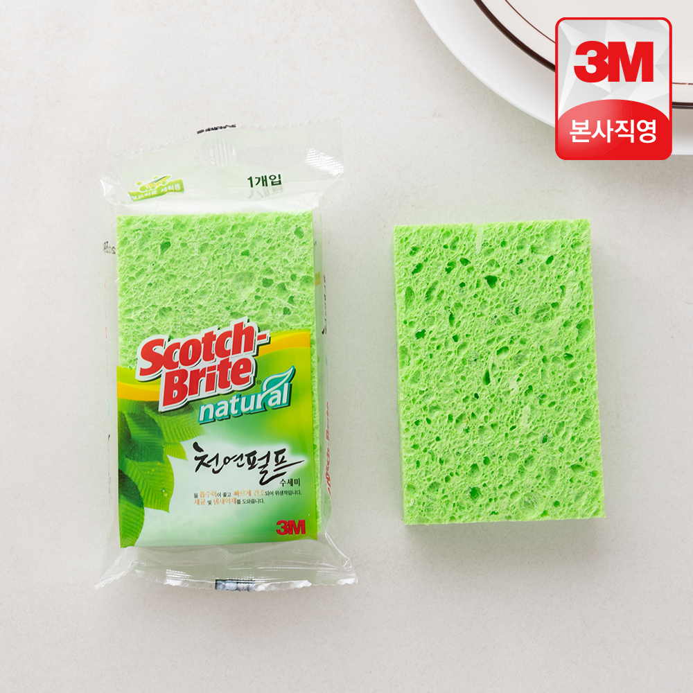 3M 스카치브라이트 셀룰로오스 천연펄프 수세미(REC) 1입 - 상품 이미지