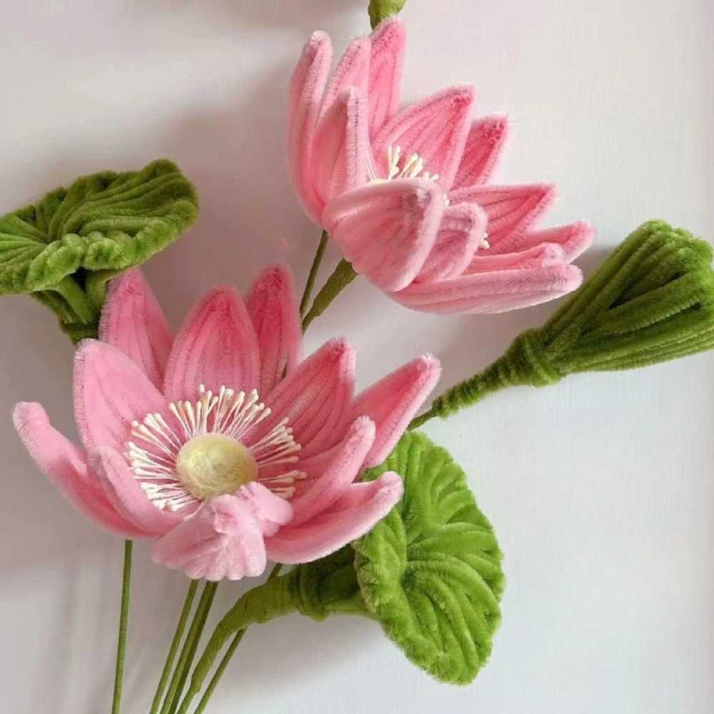 모루 꽃다발 연꽃 키트 만들기 패키지 철사 재료 화분 꽃병 튤립 송이 선물 DIY 만들기 공예 조화 가짜 꽃 - 상품 이미지