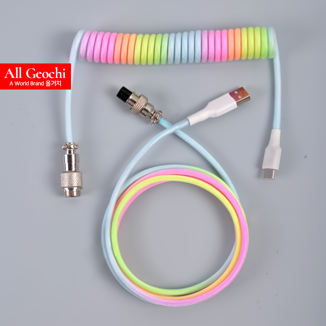 키보드 항공케이블 눈꽃케이블 키보드선 코일 C타입 USB 연결 스카이블루 3.0m 이미지 6
