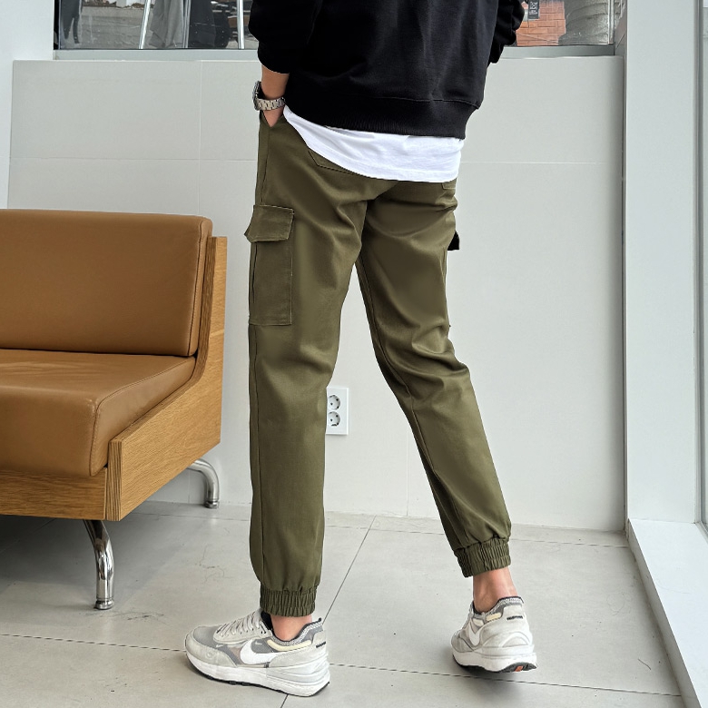 남자 머호 봄 가을 면 스판 밴딩 카고 조거 팬츠 5컬러 - 상세 이미지 3