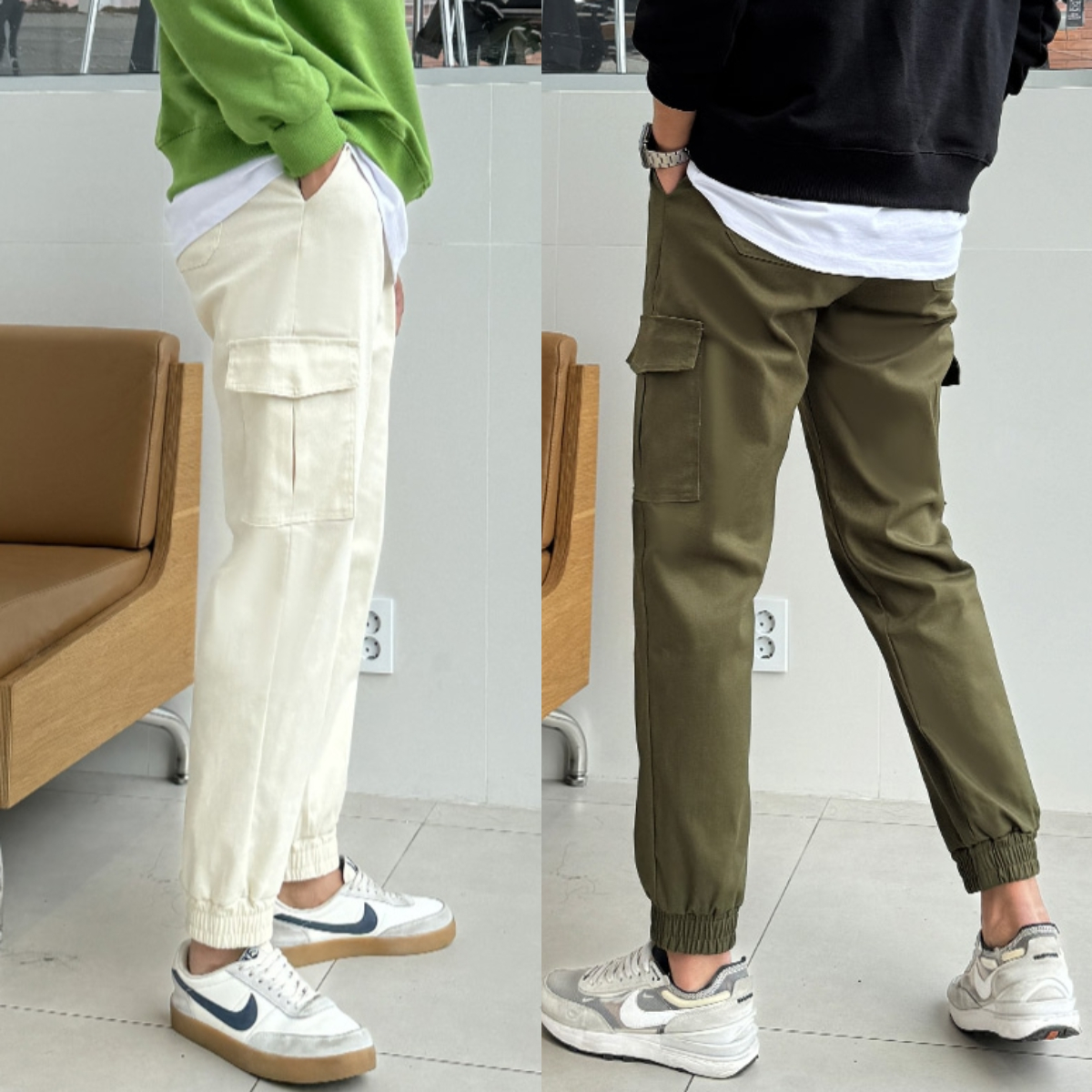 남자 머호 봄 가을 면 스판 밴딩 카고 조거 팬츠 5컬러