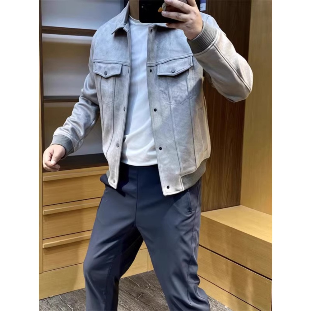 남자 스웨이드 자켓 고급 클래식 심플 출근 캐주얼 블루종 점퍼 봄가을 간절기 패션 고퀄 - 상세 이미지 4