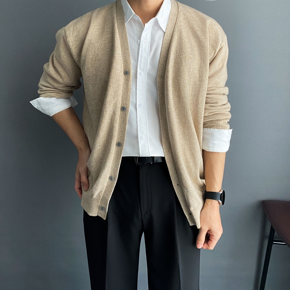 남자 봄 가을 얇은 가디건 정장 사계절 - 상세 이미지 4