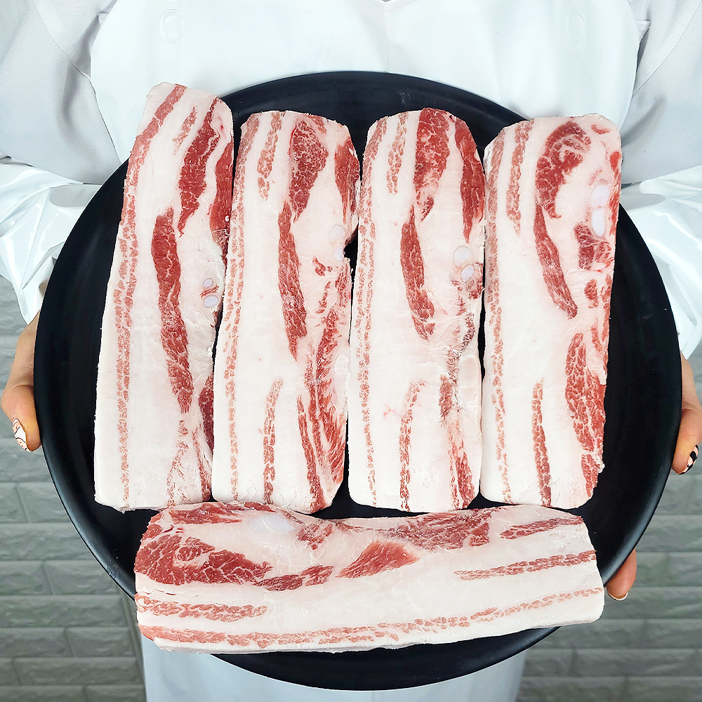 세계 4대 진미 이베리코 돼지고기 지방많은 삼겹살 300g 캠핑 캠핑고기