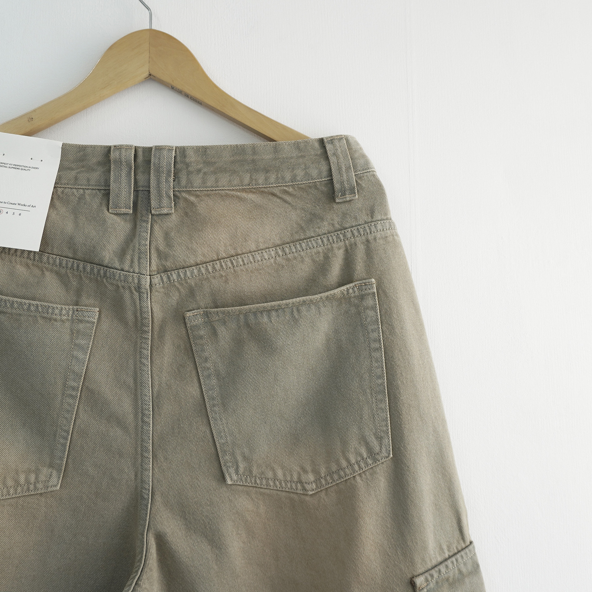 S-2XL 머드틴 빈티지 샌드 워싱 와이드 카고 데님 팬츠 - 상세 이미지 2