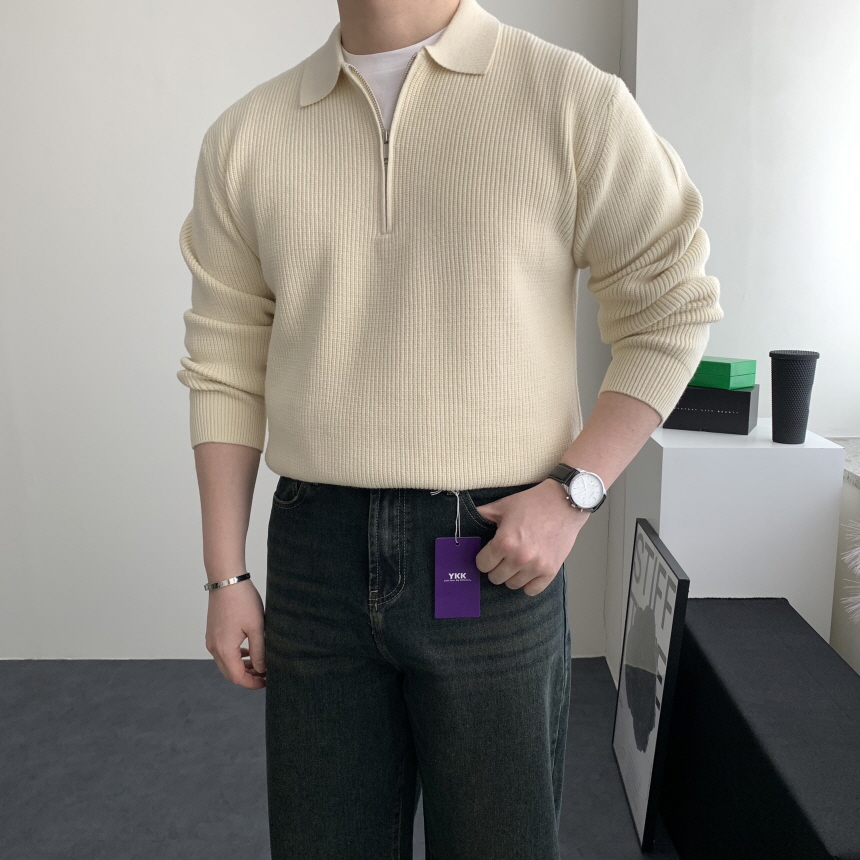 하프집업니트 워셔블니트 남성카라 이미지 7