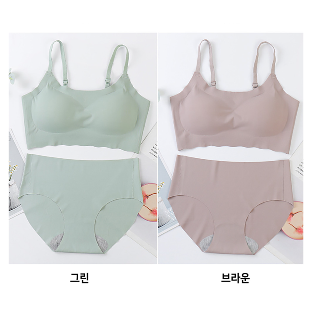 후크없는브라 심리스 와이어없는 와이어리스 브라팬티세트 이미지 8