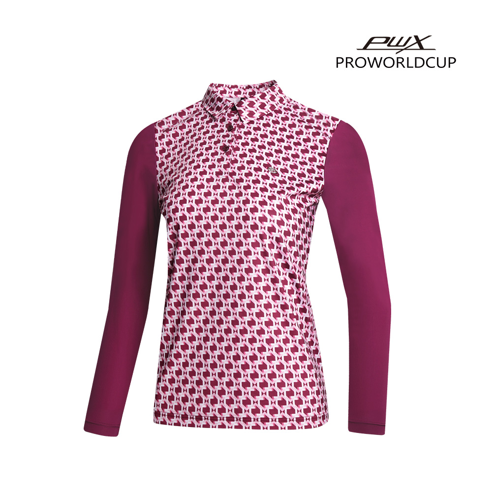 [PWX]Q123-3404-1PM 여성 프린트 카라티셔츠 - 상품 이미지