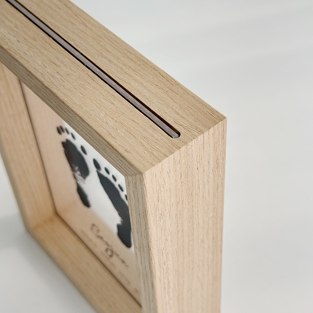 아기 발도장 액자 손발조형물 이중 투명액자 5x7, 문장 상단 위치, 영문서체 1