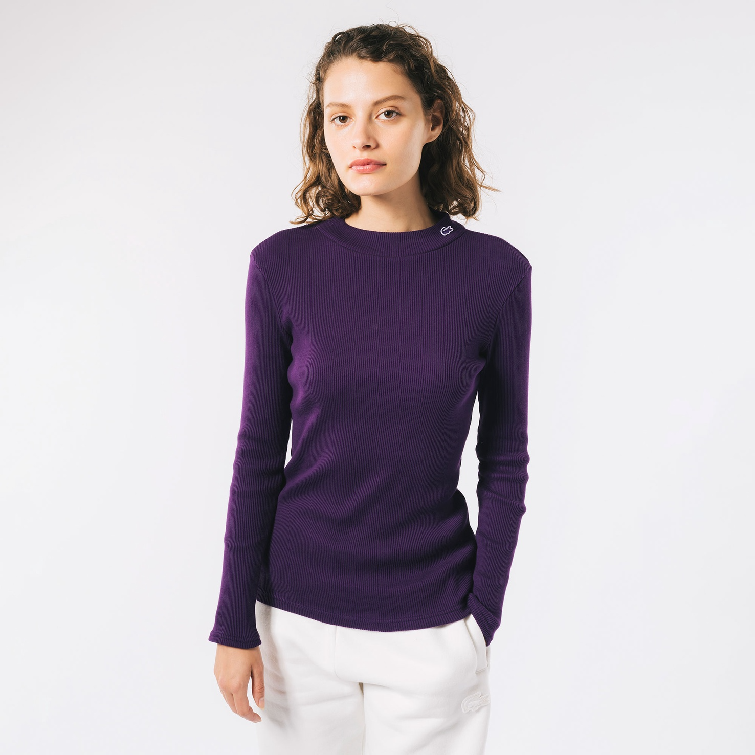 라코스테 여자 반목 모크넥 롱 슬리브 티셔츠 폴라티 3컬러 LACOSTE - 상세 이미지 2