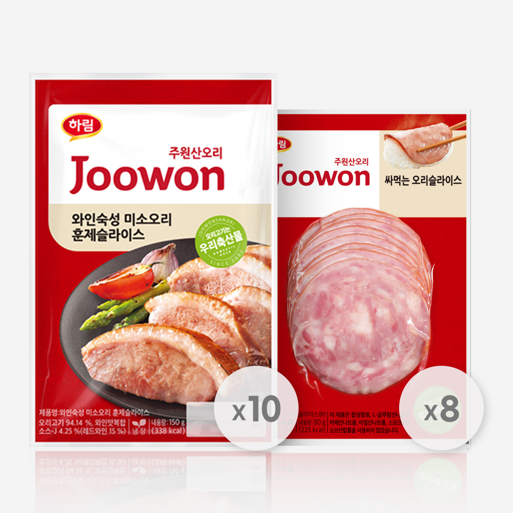 하림 주원산 오리 [18팩] 미소 슬라이스 150gX10+싸먹는 슬라이스 80gX8