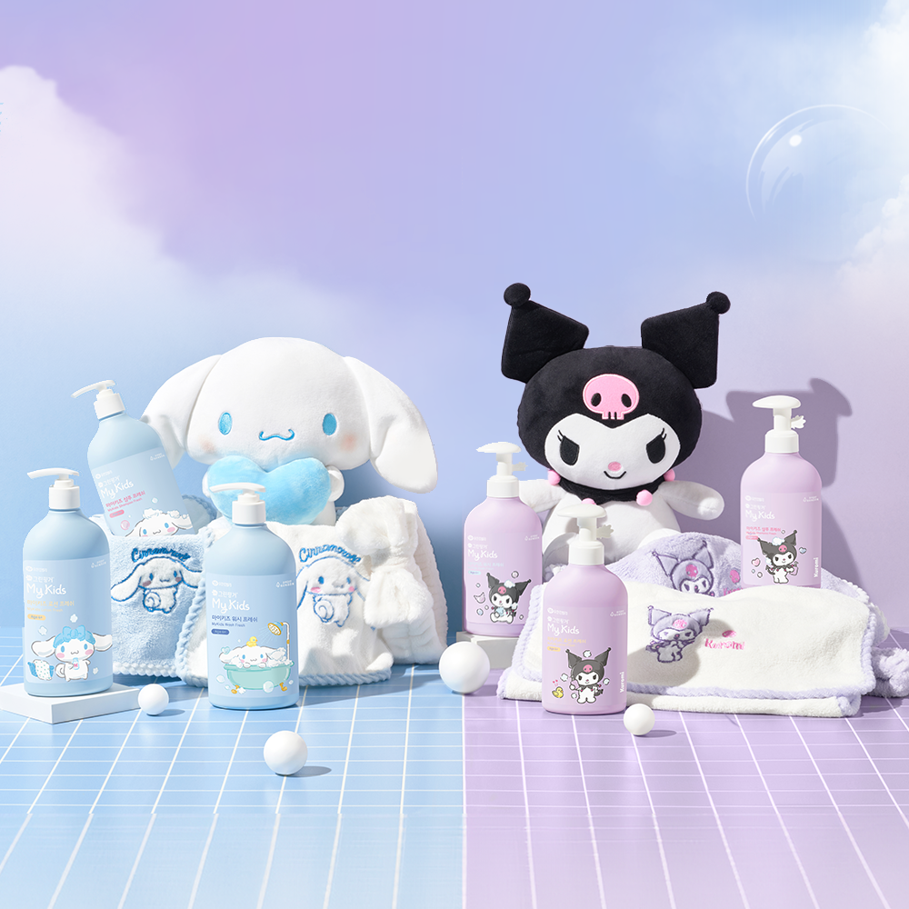 [1+1] 한정판 그린핑거 마이키즈 프레쉬 산리오 에디션(시나모롤) 워시+로션 500ml / 키즈워시 키즈샴푸 어린이용샴푸 : 그린핑거