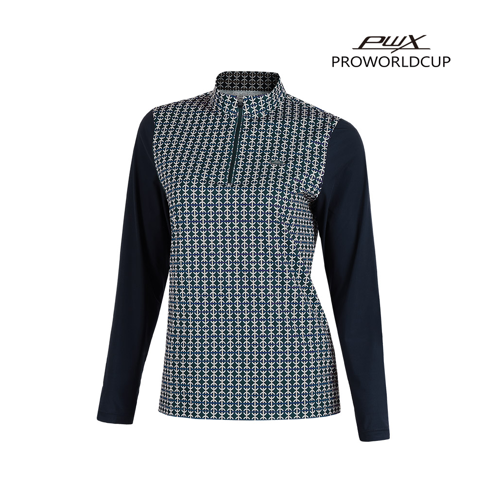 [PWX]Q122-3203-1TN 여성 프린트 냉감소매 집업티셔츠 - 상품 이미지