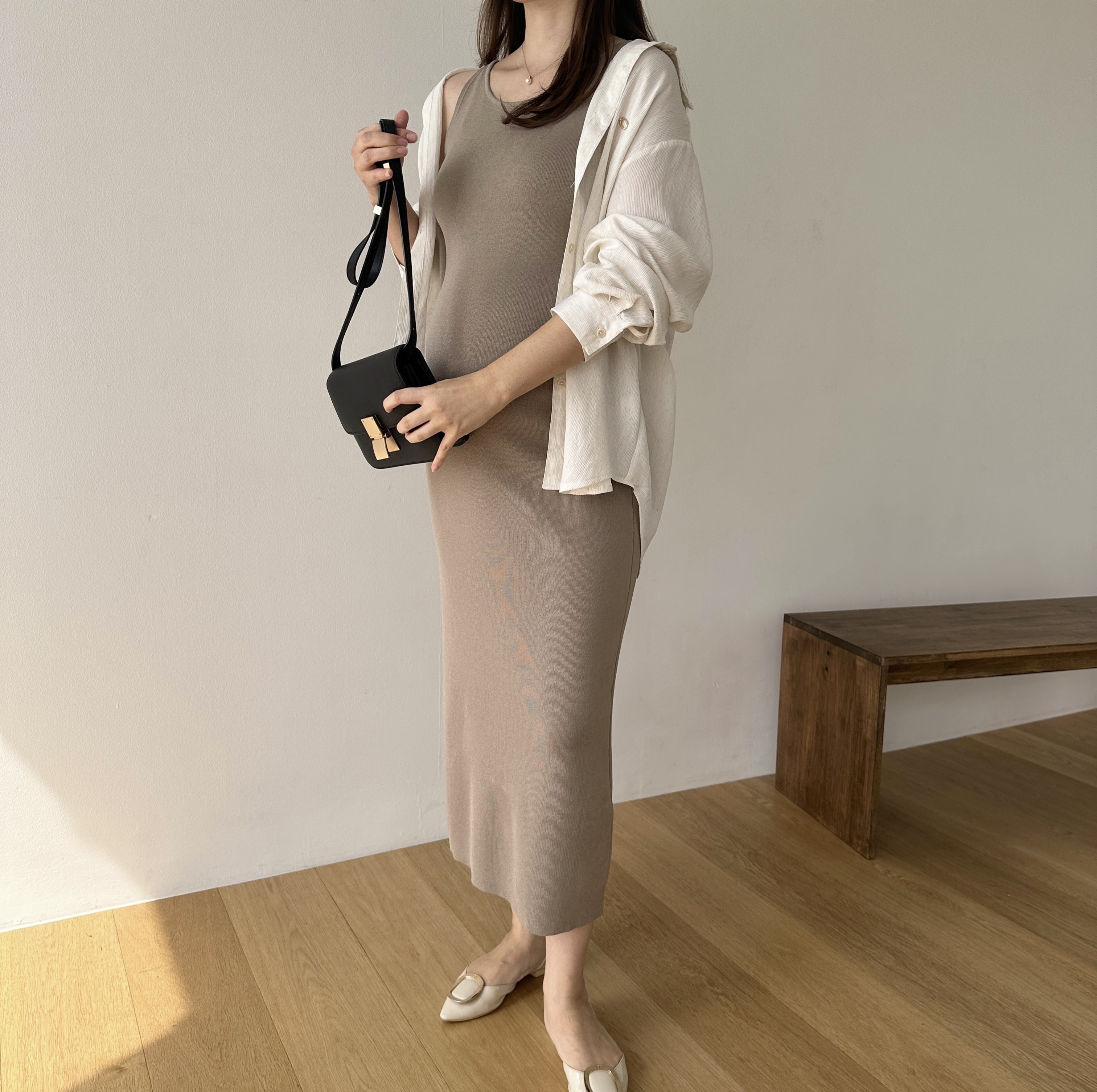 임산부가능 린넨 네추럴 찰랑셔츠 임산부남방 임부복 빅사이즈 오버핏 만삭 상세 이미지 10