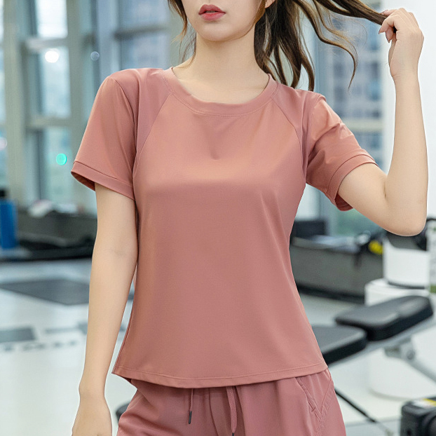 속건 여성 피트니스복 운동 반팔 티셔츠 매쉬 뒷트임 - 상품 이미지