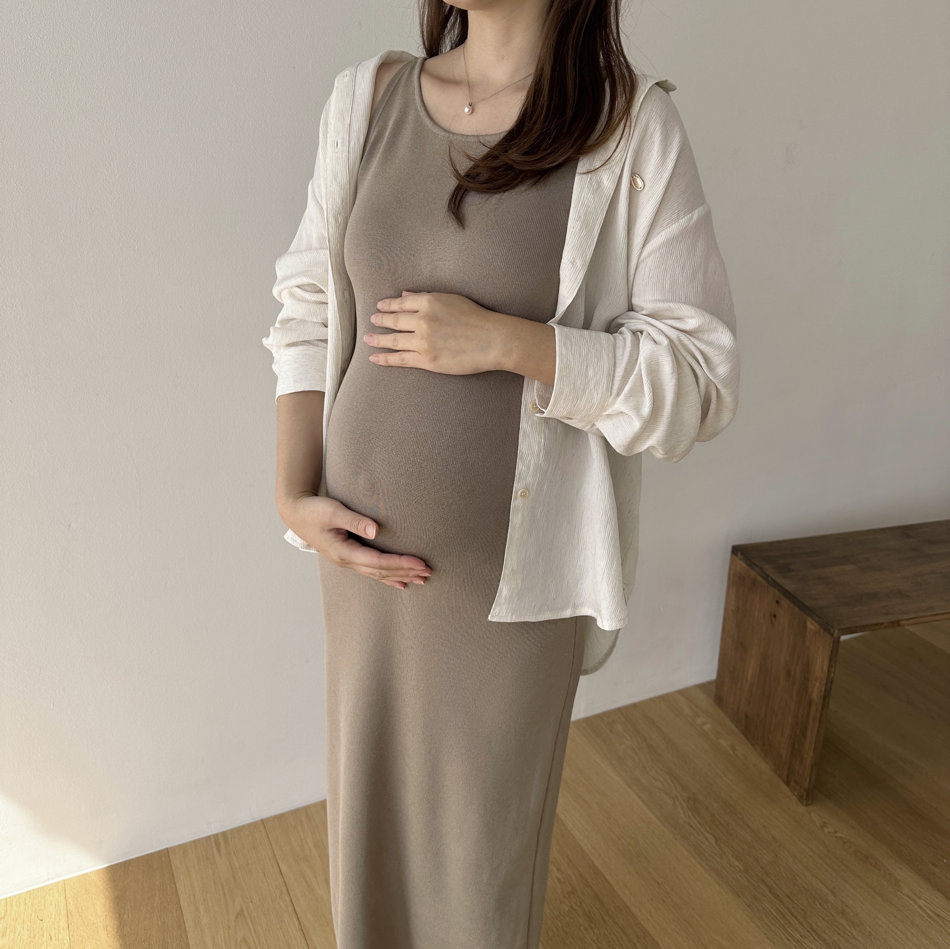 임산부가능 린넨 네추럴 찰랑셔츠 임산부남방 임부복 빅사이즈 오버핏 만삭 상세 이미지 15