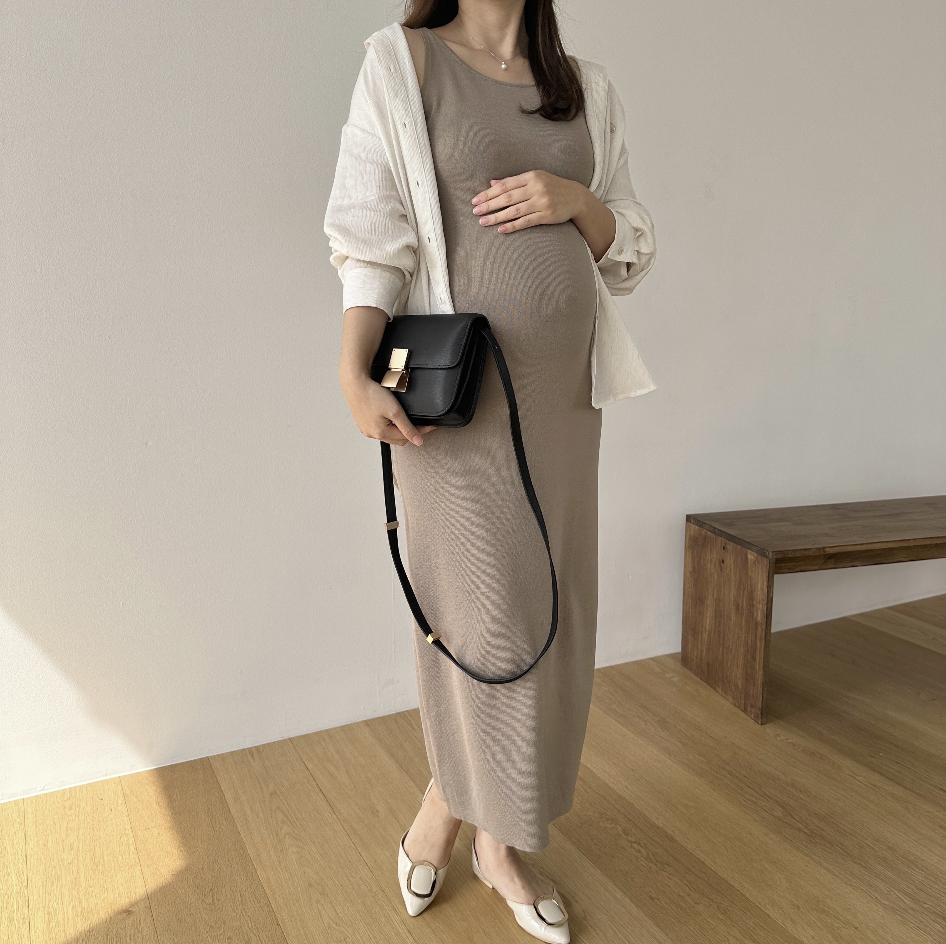 임산부가능 린넨 네추럴 찰랑셔츠 임산부남방 임부복 빅사이즈 오버핏 만삭 상세 이미지 12