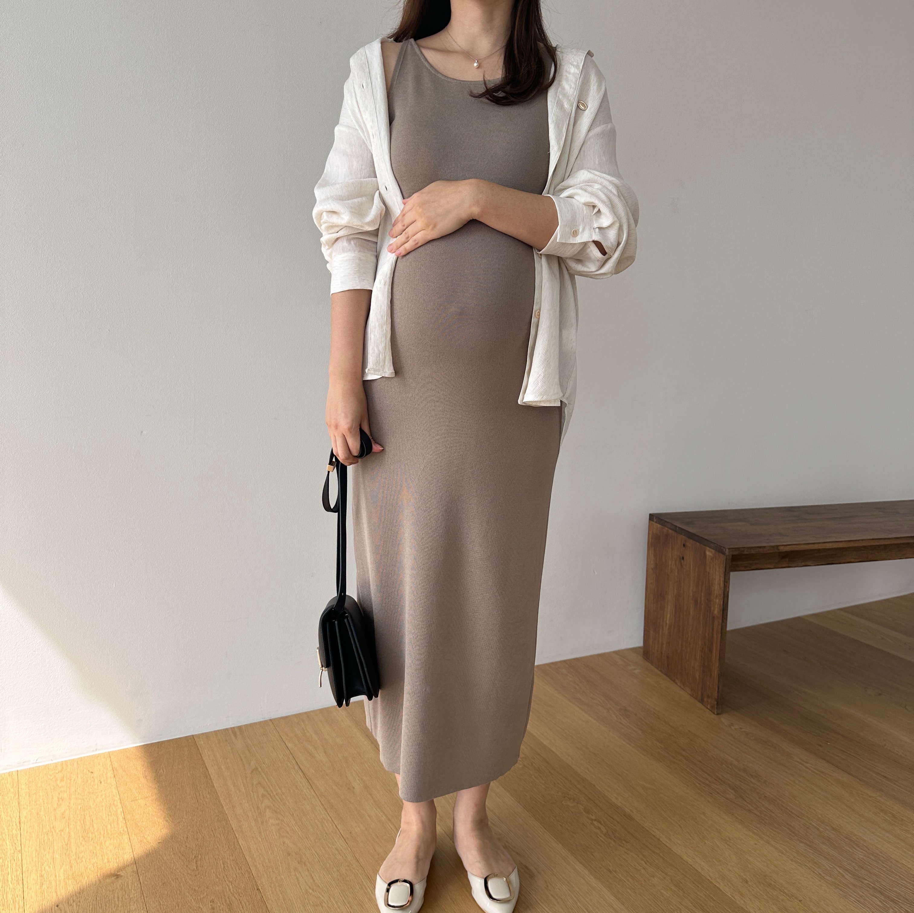 임산부가능 린넨 네추럴 찰랑셔츠 임산부남방 임부복 빅사이즈 오버핏 만삭 상세 이미지 9