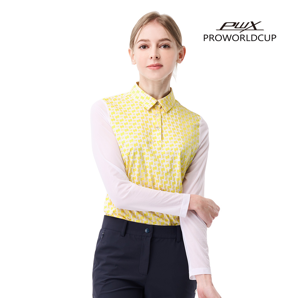 [PWX]Q123-3403-1YW 여성 프린트 카라티셔츠 - 상품 이미지