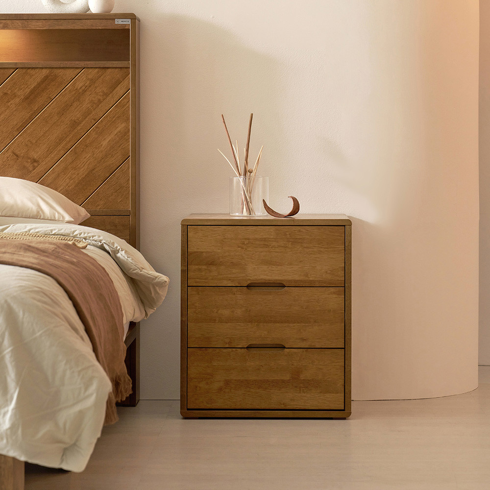 진저 3단 원목 협탁 침대 서랍형 협탁 침실 선반